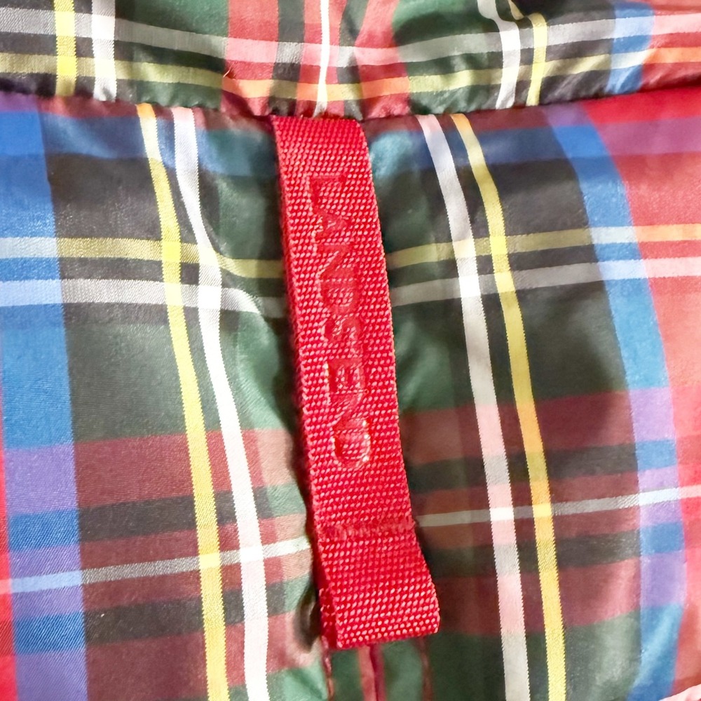 XL Lands' End Down Tartan Red Plaid Vest Size 18 - Picture 10 of 11